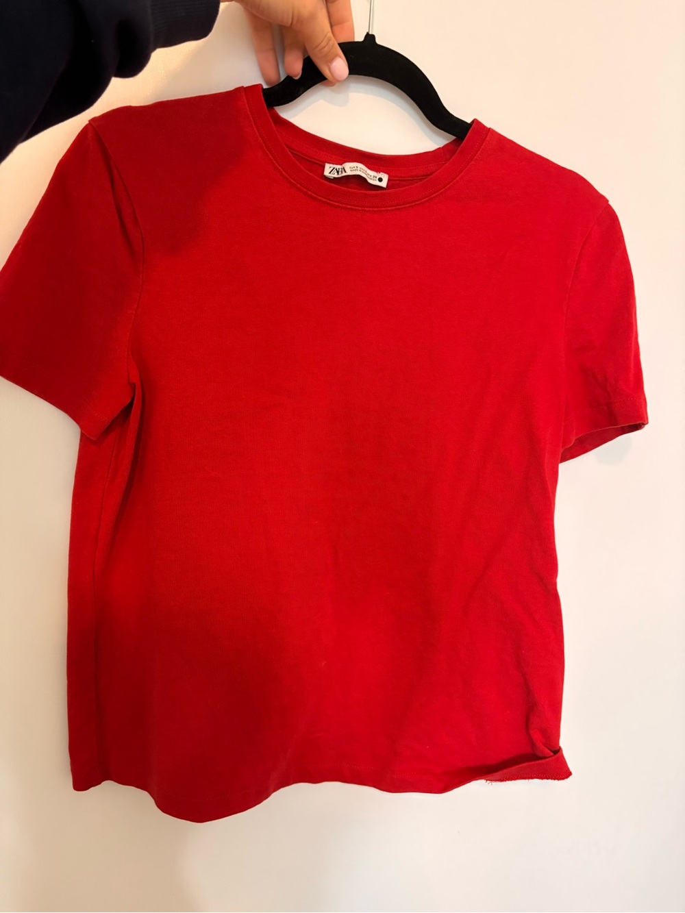 Zara Red Crewneck Short Sleeve Tee